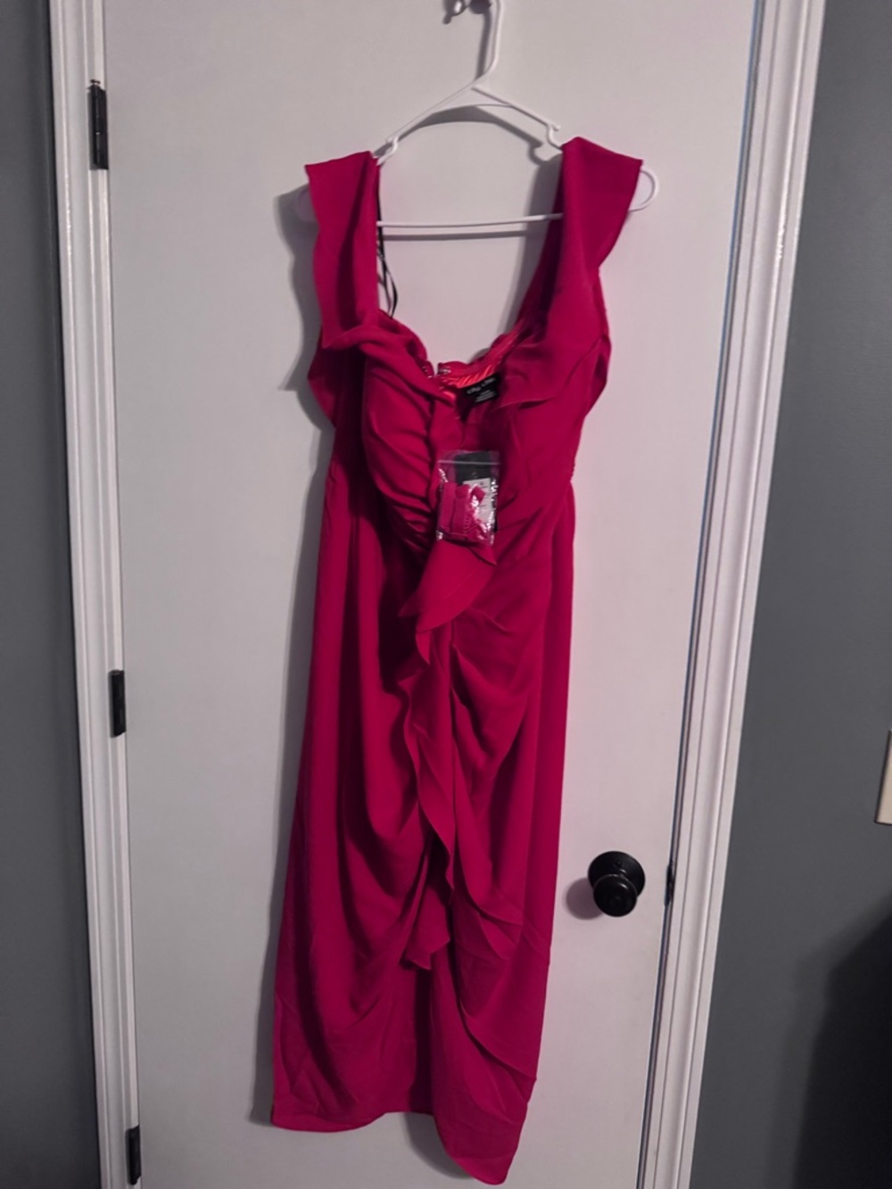 Women's Red Ruffle Detail Dress